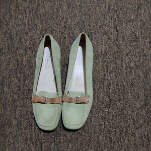 Talbots Green and Tan Loafers